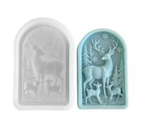 Reindeer Soap Casting Mold Featuring a Raised Christmas Scene | Single Arched Cavity, Coordinated Christmas Reindeer Scene, Detailed Centerpiece for Home Projects