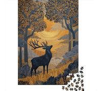 Reindeer Standing on A Misty Meadow at DawnPuzzles 1000 Pieces for Adults for Adults 1000 Piece Puzzle Educational Challenge Games Home Decoratio