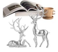 Reindeer Statue - 2 Piece Resin Christmas Decorations,Reindeer Sculpture Tabletop Decoration Set | For The Living Room Kitchen Bedroom Office Study Room Cloak Fireplace Shelf