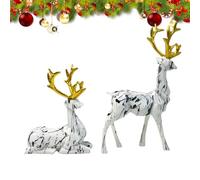 Reindeer Statue - Decorative Deer Craft - Set of 2 Deer Sculptures Creative Light Luxury Home Decor, Reindeer Decorations for Living Room, Bedroom and TV Shelf