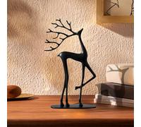 Reindeer Statues, Christmas Imitation Metal Black Reindeer Figurines, European-Style Modern Decorative Reindeers Christmas Tabletop Ornaments for Mantel Living Room Bedroom Office