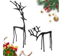 Reindeer Statues,Imitation Metal Reindeers Sculpture,Black Reindeer Ornaments,Black Finish European-Style Modern Decorative,Christmas Reindeer Ornaments for Mantel Living Room Bedroom Home Decor (1)