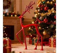 Reindeer Statues, Imitation Metal Reindeers Sculpture, Christmas Imitation Metal Black Reindeer Figurines, Black Finish European-Style Modern Decorative for Mantel Living Room Bedroom Office (B)