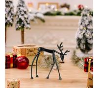 Reindeer Statues, Imitation Metal Reindeers Sculpture, Christmas Imitation Metal Black Reindeer Figurines, Finish European-Style Modern Decorative for Mantel Living Room Bedroom Office (H)