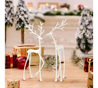 Reindeer Statues, Imitation Metal Reindeers Sculpture, Christmas Imitation Metal Black Reindeer Figurines, Black Finish European-Style Modern Decorative for Mantel Living Room Bedroom Office (2Pc 1)