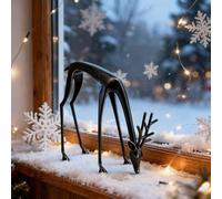 Reindeer Statues, Imitation Metal Reindeers Sculpture, Christmas Imitation Metal Black Reindeer Figurines, Black Finish European-Style Modern Decorative for Mantel Living Room Bedroom Office (D)