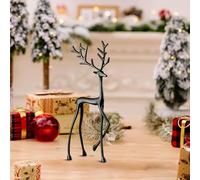 Reindeer Statues, Imitation Metal Reindeers Sculpture, Christmas Imitation Metal Black Reindeer Figurines, Finish European-Style Modern Decorative for Mantel Living Room Bedroom Office (K)