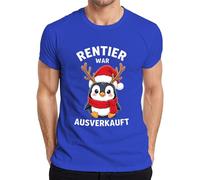 Reindeer Was Out Sold Out Christmas Cute Penguin Santa Hat Men's T-Shirt, blue, L