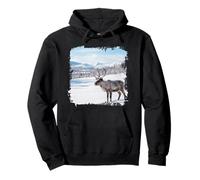 Reindeer Wildlife Animal Arctic Winter Snow Landscape Scene Pullover Hoodie