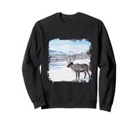 Reindeer Wildlife Animal Arctic Winter Snow Landscape Scene Sweatshirt