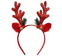 Reindeer Wood Headband, Wooden Headbands for Women, Glitter Wooden Hair Accessories with Bells and Plush Ears | Costume Accessory Holiday Decoration