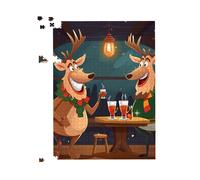 Reindeers Having A Beer Jigsaw Puzzle Warren Reed - Designer Multi 1000 Piece