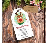 Reindeer's Poop Labels Tags for Funny Christmas Kids Activity and Schools, DIY Xmas Stocking fillers Reindeers Poop 250gsm (50)