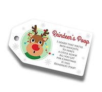 Reindeer's Poop Labels Tags for Funny Christmas Kids Activity and Schools, DIY Xmas Stocking fillers Reindeers Poop 250gsm (25)