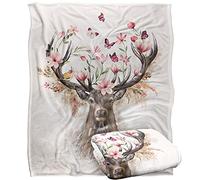 Reinders Floral Deer Silky Touch Super Soft Throw Blanket 152 X 127 cm