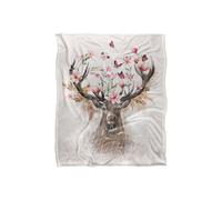 Reinders Floral Deer Silky Touch Super Soft Throw Blanket 152 X 127 cm