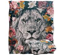 Reinders Floral White Lion Silky Touch Super Soft Throw Blanket 152 X 127 cm