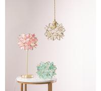 Reine Gold Stem Table Lamp with Glass Flower Pendant with Bulb ValueLights Bright Pink 8 inches