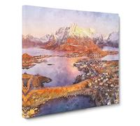 Reine In Norway Canvas Print | Gallery Wrapped 30mm Frame Wall Art | 14x14 inches | Ready to Hang | Modern Picture | Living Room Bedroom Lounge Office