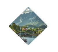 _Reine Village Lofoten Islands Norway Car Air Freshener Decorative Hanging Aromatherapy Tablets for Car Trucks Rhombus