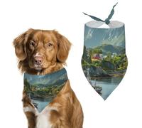 _Reine Village Lofoten Islands Norway Dog Bandana Adjustable Pet Scarf Bib Cute Triangle Handkerchief for Dogs Cats Gifts
