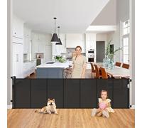 Reinforced 200 Inches Extra Wide Baby Gate Retractable Dog Gate Indoor Gate for Doorway Retractable Pet Gate Outdoor Gate for Dogs Mesh Gate for Pets Extra Wide Dog Gates for Large Openings, Black