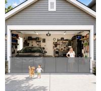Reinforced 204" Wide Retractable Baby Gates for Doorways & Stairs, Indoor/Outdoor Retractable Dog Gate, Prevent Crawling Underneath Safety Mesh Pet Gate for Deck, Porch, Patio, Gray