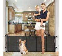 Reinforced 22 Inch High Retractable Baby Gate for Doors, Easy Crossing, Retractable Dog Gate for Stairs, 55 Inch Wide Retractable Gate, Small Baby Gate for Stairs, Short