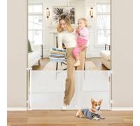 Reinforced 26 Inch High Retractable Baby Gate for Crossing Over 55 Inches Wide, Small Retractable Kids Gate for Doors, Short Retractable Dog Gate for Babies, Indoor, Retractable