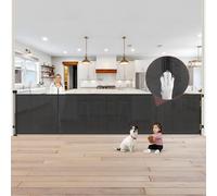 Reinforced 41" Extra Tall Pet Gate, 200" Retractable Baby Gates Extra Wide Retractable Dog Gate with Support Rods, Indoor Extra Long Baby Gate Retractable Fence Outdoor Garage Gates for Dogs, Black