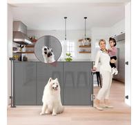 Reinforced 41 Inch Extra Tall Pet Gate 80" Extra Wide Retractable Baby Gate with Support Rods - Prevents Crawling Under, Indoor Extra Tall Baby Gates for Doorways Outdoor Retractable Dog Gate, Gray