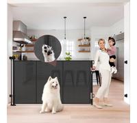 Reinforced 41 Inch Extra Tall Retractable Baby Gates 80" Wide Retractable Dog Gate with Support Rods - Prevents Crawling Under, Indoor Long Baby Gate Retractable Gate Outdoor Extra Tall Dog Gate/Black