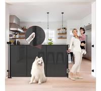 Reinforced 41 Inch Extra Tall Retractable Baby Gates 80" Wide Retractable Dog Gate with Support Rods - Prevents Crawling Under, Indoor Long Baby Gate Retractable Gate Outdoor Extra Tall Dog Gate/Black