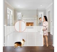 Reinforced 42" Extra Tall x 75" Wide Retractable Gate with Support Rods - Prevent Crawling Under Extra Tall Baby Gate Retractable Dog Gate Indoor Long Dog Gate Outdoor Retractable Pet Gate, White