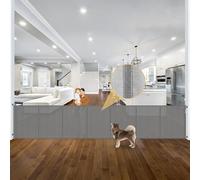 Reinforced 42" Tall Retractable Dog Gate Mesh Baby Fence Gate, 16 Ft Long Baby Gates Indoor Extra Long Gates for Kids or Pets, Outdoor Retractable Gate with Support Rods - Prevent Crawling Under, Gray