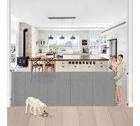 Reinforced 42” Tall x 100” Wide Retractable Baby Gates Extra Tall Dog Gate with Rods to Prevent Crawling Through, Pet Gate for Large Openings Extra Wide Mesh Baby Gate for Stairs, Gray