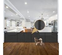 Reinforced 42" Tall x 195" Extra Long Baby Gates for Large Openings, Tall Retractable Baby Gates Extra Wide Dog Gate with Support Rods - Prevent Crawling Under, Indoor/Outdoor Retractable Fence, Black