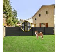 Reinforced 42” Tall x 200” Extra Wide Retractable Baby Gates, Extra Tall Pet Gate with Support Rods, Extra Tall Dog Gate for Wide Openings Large Baby Gates for Dogs Outdoor Gates for Decks, Black