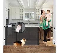 Reinforced 60" Wide Retractable Baby Gates for Dogs, Prevent Crawling Under