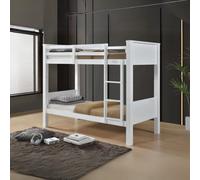 Reinforced Beds, 3Ft Langham Bunk Bed, Painted White, Wooden Bunk Bed, Rubberwood, Solid Wooden Slats