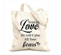 Reinforced Bottom Canvas Bag with his love he will calm all your fears 12 oz thick fabric Uses as a gift bag 25x30cm Small