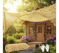 Reinforced Camouflage Net 2m 3m 4m 5m 6m 7m 8m 9m 10m Military Hunting Camouflage Netting, Sunscreen Nets Bulk Roll Camo Netting For Decoration Sunshade Outdoor Beige Yellow(W10.5xH14m)