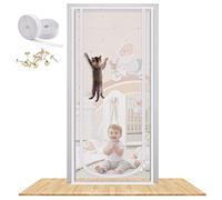 Reinforced Cat Screen Door, 35.5X82” Heavy Duty Pets Proof Screen Door with Bilateral Zipper, Prevent Dogs Cats Running Out from Home, Bedroom, Living Room, Kitchen Patio Doo