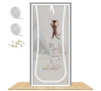 Reinforced Cat Screen Door with Bilateral Zipper, Fits Door Size 34''x 80''