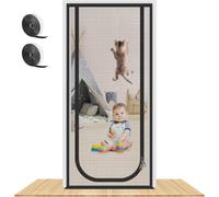 Reinforced Cat Screen Door with Zipper, Fly Screen Door with Zipper Black Multiple Sizes(100x210cm)