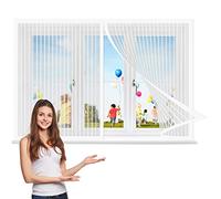 Reinforced Cat Screen Window Fits Window Size 120 x 100 cm, Heavy Duty Bug Mesh Curtain, Easy to Install for Balcony Children's Room Window, White