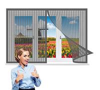 Reinforced Cat Screen Window Fits Window Size 60 x 115 cm, Heavy Duty Anti Mosquito Mesh Fly Curtain Nets, Keep Insects Out for French Doors/Sliding Glass Doors/Patio Doors, Grey