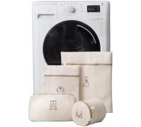 Reinforced Double Layer Mesh Laundry Bag Set for Washing Machine, Thickened Delicate Clothes Protector with 3D Bra Pocket and Zipper(A)