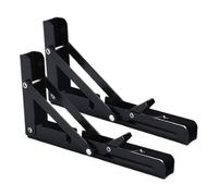 Reinforced Folding Shelf Brackets, 2 x Folding Wall Shelves with Triangular Bracket, Space-Saving for Kitchen, Outdoor, Laundry Room, Microwave, Motorhome, 20 cm Extension Hardware
