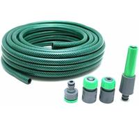Reinforced Garden Hose PVC Garden Hose Pipe Set with Nozzles and Fittings Flexible Stretch Nylon Fibre Braided Hose Pipe with Spray Nozzle and 3pcs Connectors for Irrigation Car Wash Gardening (50M)